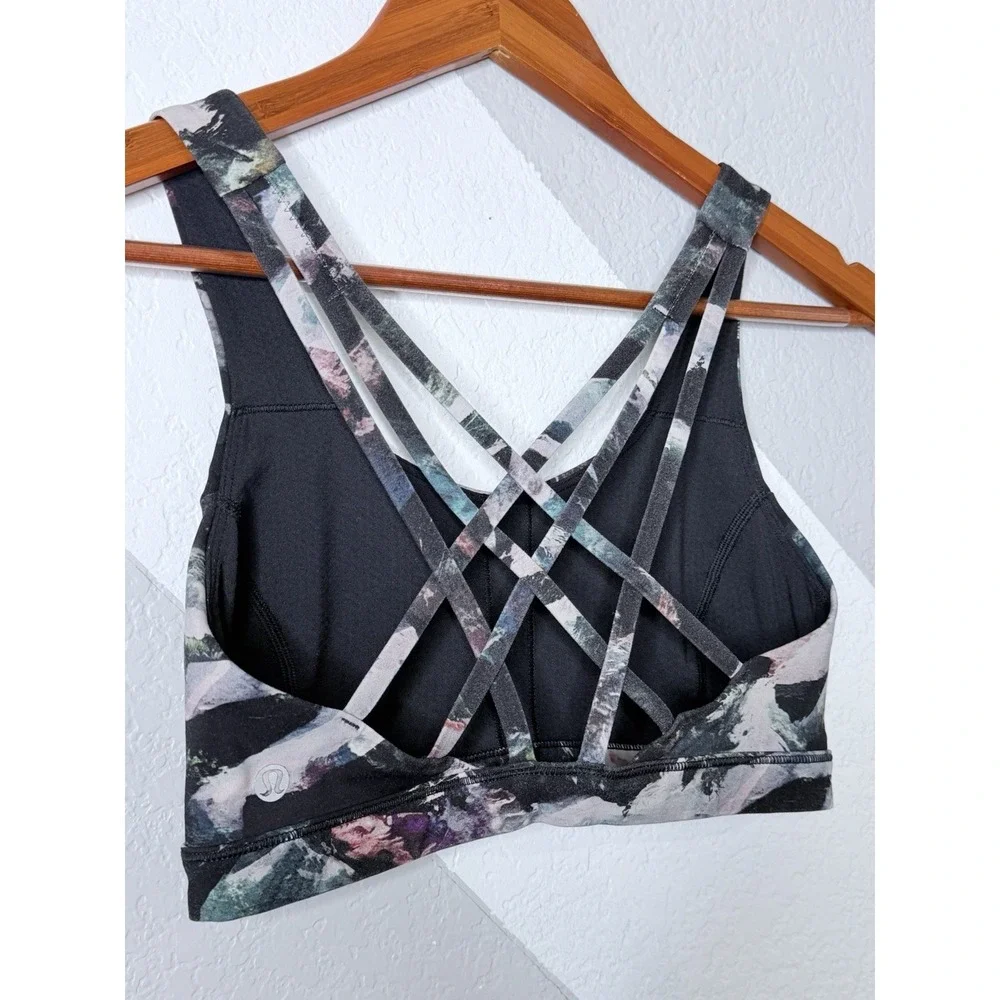 Lululemon Free To Be Serene Sports Bra Glacier Camo Starlight Printed Strappy 4